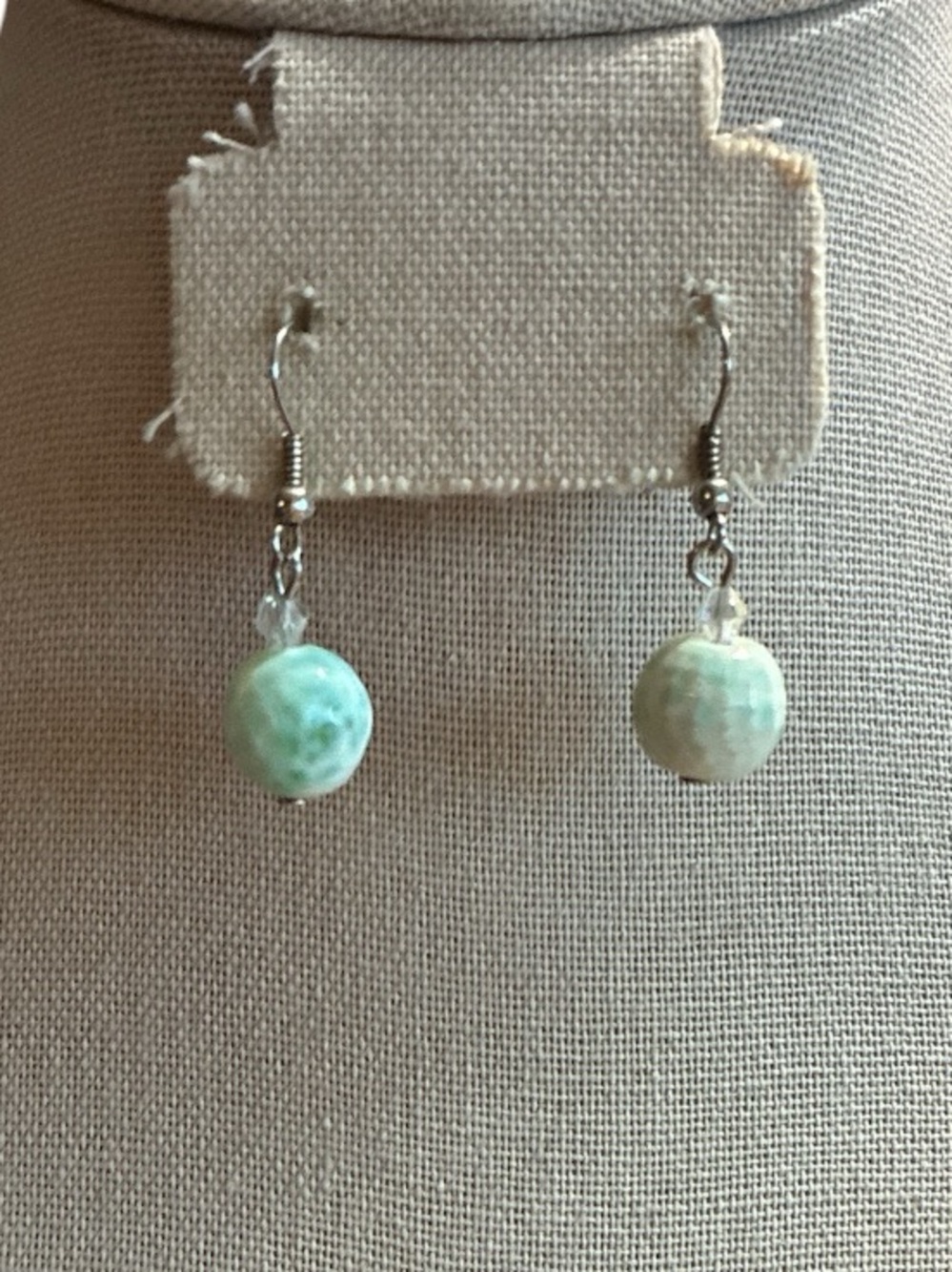 ✨ 3/$15 ✨ Handmade Aqua White Bead Drop Earrings